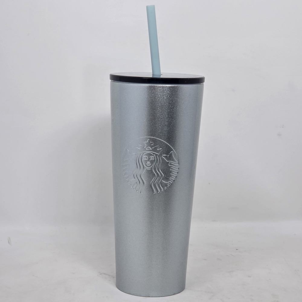NEW Starbucks 16oz Stainless Steel Silver Embossed Siren Cold Cup Tumbler